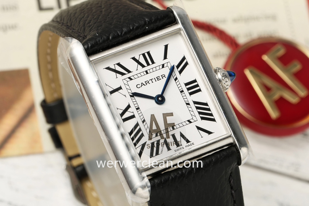 AF Factory Cartier Tank Must Medium Model WSTA0136 Silver Dial 33.7 x 25.5mm Quartz Leather Strap Watch