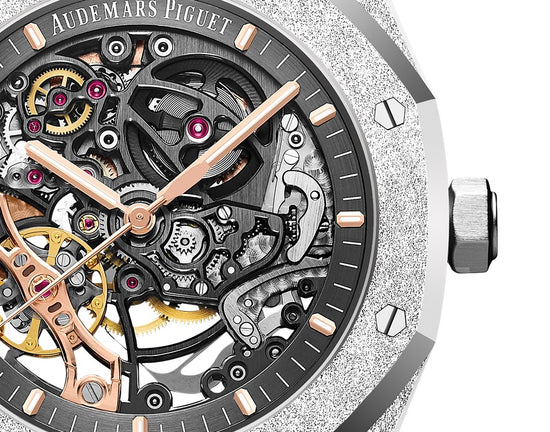 Audemars Piguet Replica Watch Royal Oak FROSTED GOLD DOUBLE BALANCE WHEEL OPENWORKED 15407BC.GG.1224BC.01