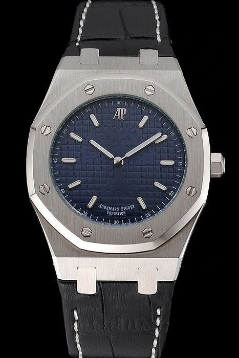 Audemars Piguet Royal Oak Fondation Blue Dial Stainless Steel Case Black Leather Strap new122207