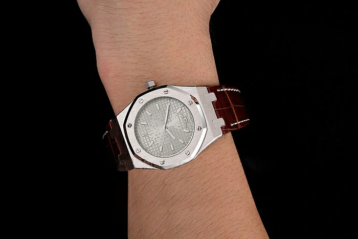 Audemars Piguet Royal Oak Fondation Gray Dial Stainless Steel Case Brown Leather Strap new122204