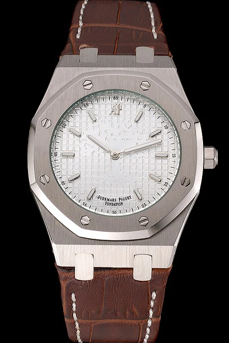 Audemars Piguet Royal Oak Fondation White Dial Stainless Steel Case Brown Leather Strap new122203