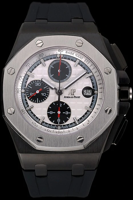 Audemars Piguet Royal Oak Offshore White Dial Black Steel Case Black Rubber Strap new120830