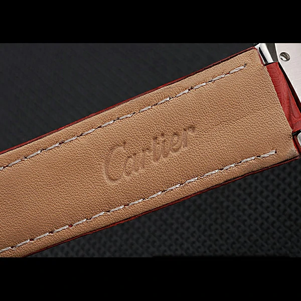 Ballon Blue de Cartier Diamond Steel Case Diamond Dial Red Leather Bracelet new60534