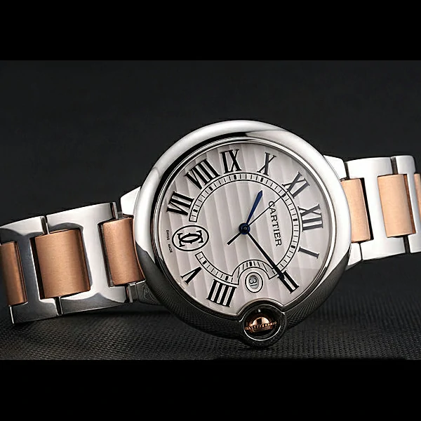 Ballon Blue De Cartier Steel Case White Dial Roman Numerals Two Tone Bracelet new60530