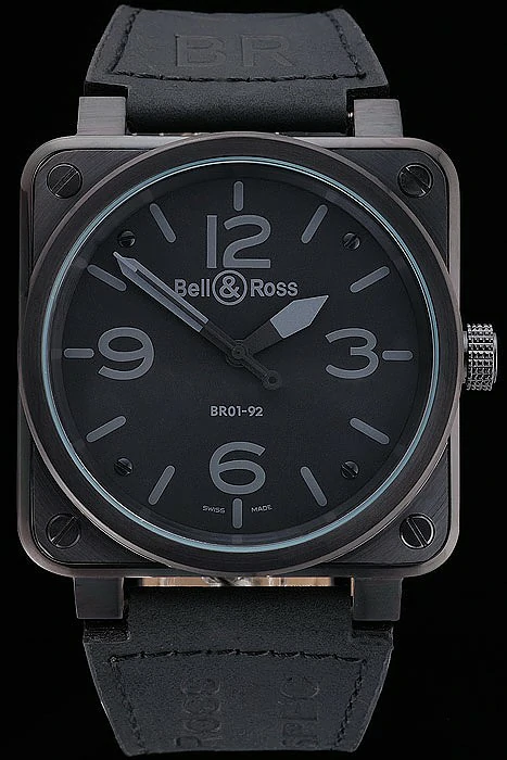 Bell and Ross BR 01 92 Black Dial Black Case Black Leather Strap new121205