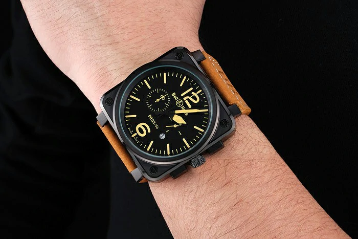 Bell and Ross BR 03 94 Black Dial Black Case Brown Leather Strap new121213