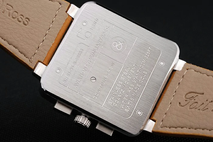 Bell and Ross BR 03 94 Black Dial Silver Case Brown Leather Strap new121209