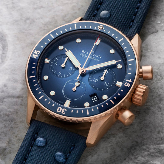 Blancpain Replica Watch Fifty Fathoms Bathyscaphe Chronographe Flyback, 18k Red Gold, 43mm, 5200-3640-O52A