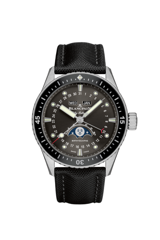 Blancpain Replica Watch Fifty Fathoms Bathyscaphe Quantième Complet Phases de Lune, Stainless Steel, 43mm, 5054-1110-B52A