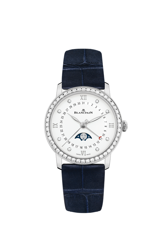 Blancpain Replica Watch Villeret Quantième Phases de Lune, Stainless Steel and Diamonds, 33.2mm, 6126-4628-55B