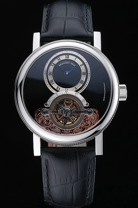 Breguet Classique Grande Complication Tourbillon Silver Case Black Dial Black Leather Strap new118734
