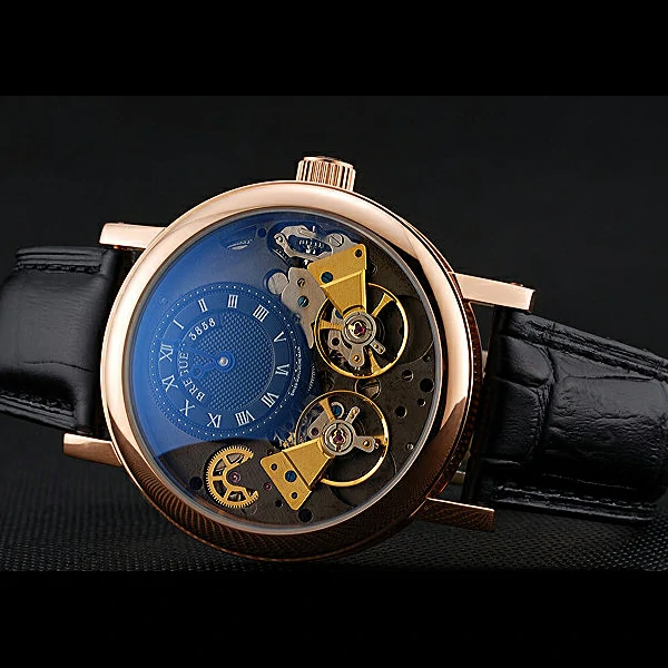 Breguet Duo Tourbillon Gold Case Black Dial Black Leather Bracelet new60511