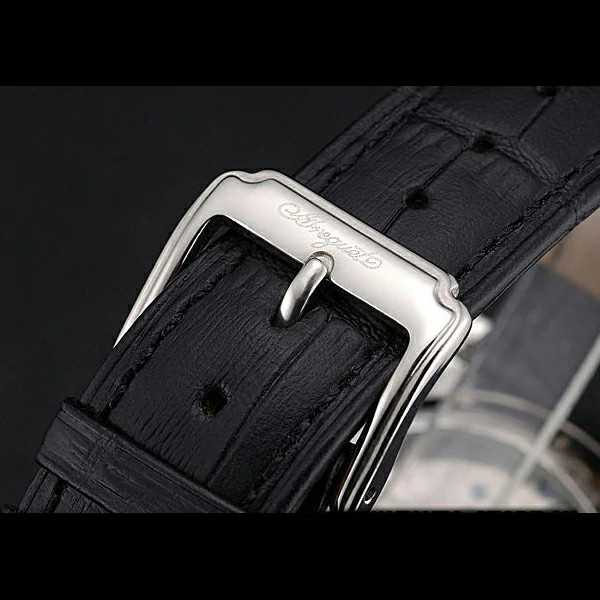 Breguet Duo Tourbillon Silver Case Black Dial Black Leather Bracelet new60509