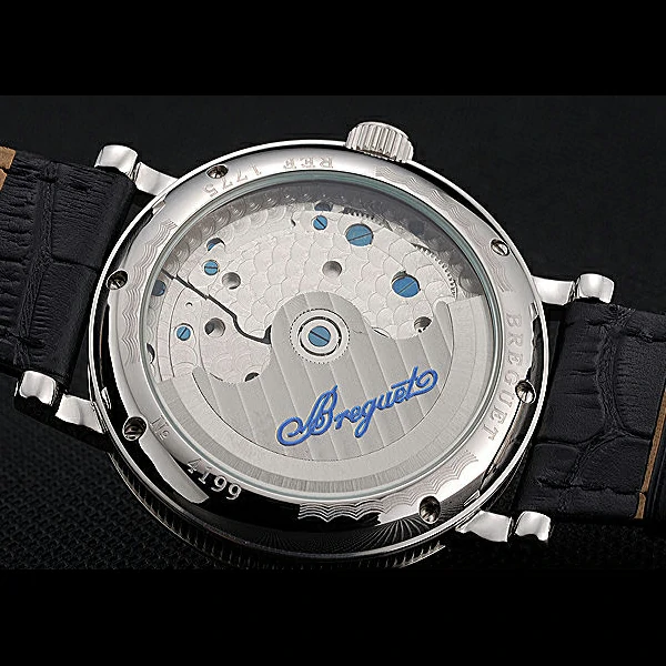 Breguet Duo Tourbillon Silver Case White Dial Black Leather Bracelet new60510