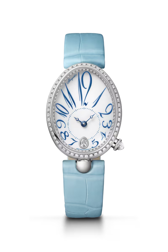 Breguet Replica Watch Reine de Naples 8918, 28.45mm x 36.5mm, 18k White Gold with Diamonds, 8918BB/28/964/D00D
