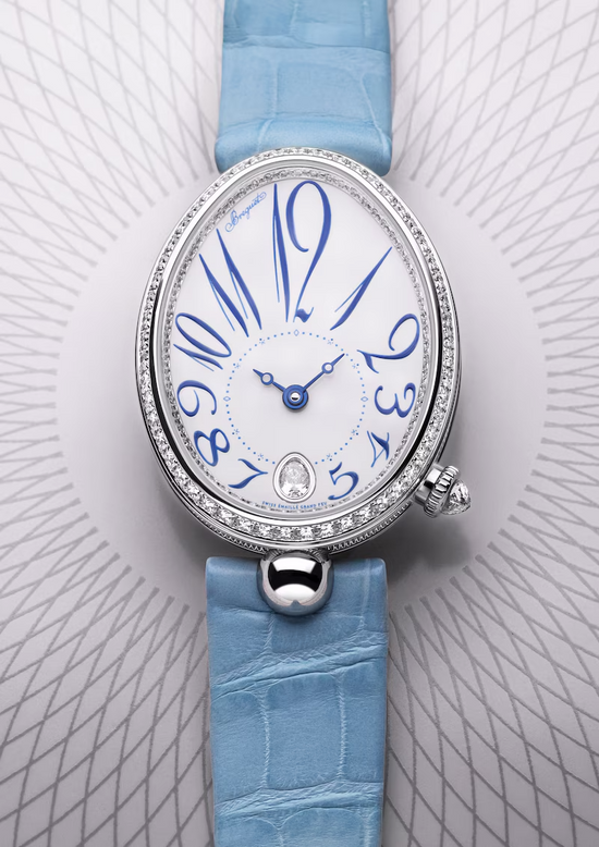 Breguet Replica Watch Reine de Naples 8918, 28.45mm x 36.5mm, 18k White Gold with Diamonds, 8918BB/28/964/D00D