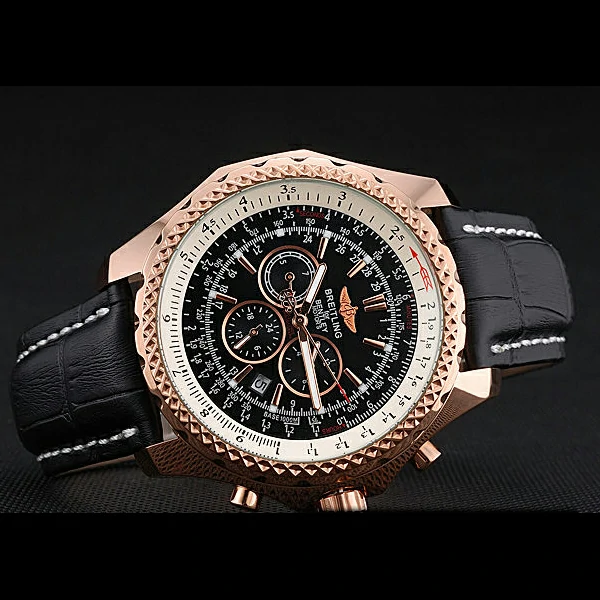 Breitling Bentley Motors Speed Gold Case Black Dial Black Leather Bracelet new60128