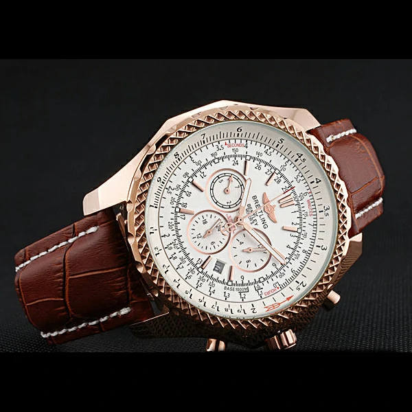Breitling Bentley Motors Speed Gold Case White Dial Brown Leather Bracelet new60129