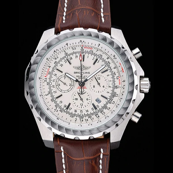 Breitling Bentley Motors T Stainless Steel Case White Dial Brown Leather Bracelet new60130