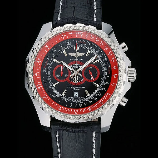 Breitling Bentley Supersports Black And Red Dial Black Leather Bracelet new60324