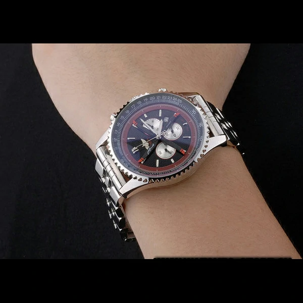 Breitling Certifie Polished Silver Stainless Steel Strap Black Dial Chronograph new59080