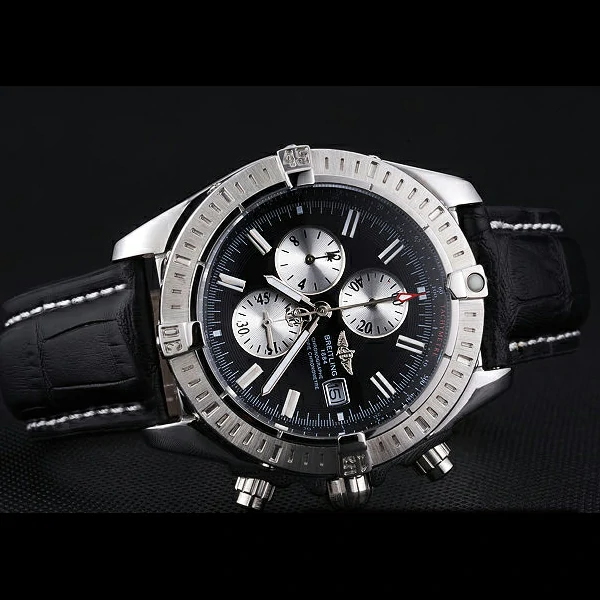 Breitling Chronomat 13 Stainless Steel Case Blue Dial Blue Leather Bracelet new60133