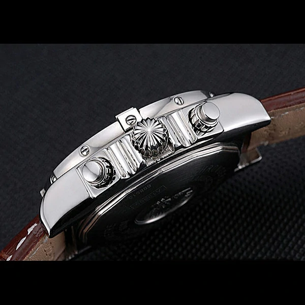 Breitling Chronomat 13 Stainless Steel Case White Dial Arabic Numerals Brown Leather Bracelet new60134