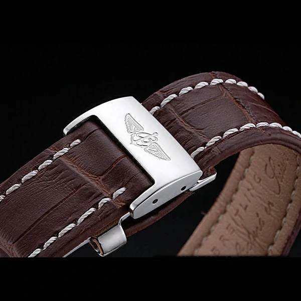 Breitling Chronomat 13 Stainless Steel Case White Dial Arabic Numerals Brown Leather Bracelet new60134