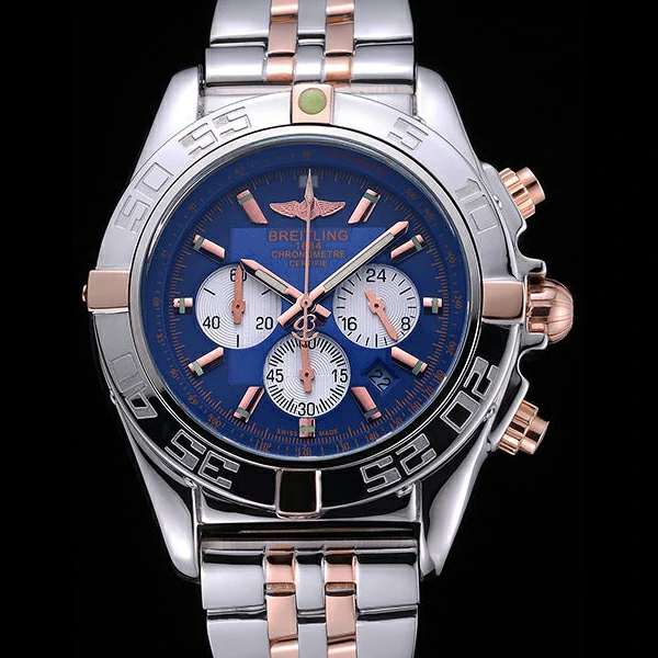 Breitling Chronomat 44 Blue Dial with White Subdials 2 Tone Stainless Steel Bracelet new60399