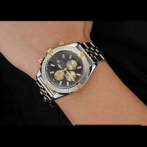 Breitling Chronomat Black Dial Stainless Steel And Gold Bracelet new60323