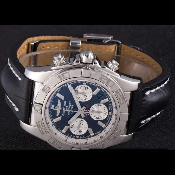Breitling Chronomat Black Dial with Black Leather Band new59613