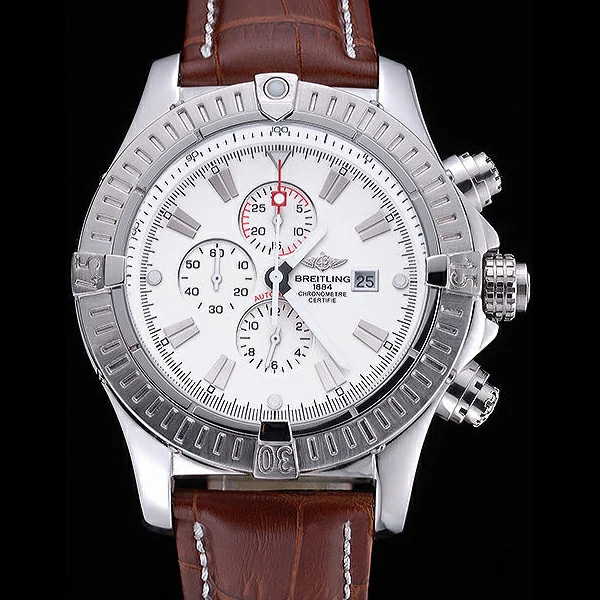 Breitling Chronomat Evolution White Dial Brown Leather Bracelet new60406