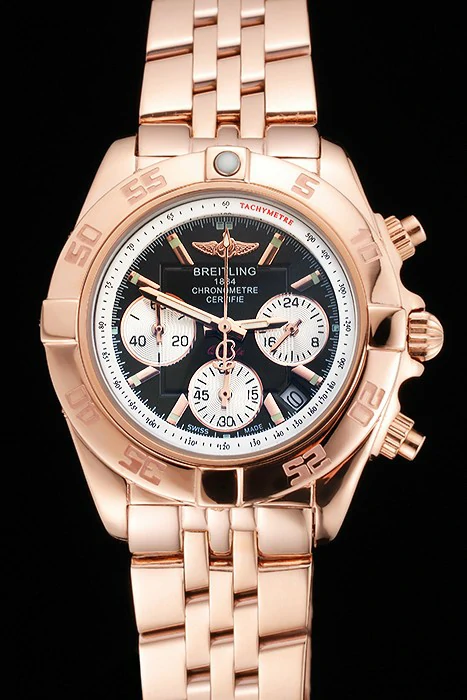 Breitling Chronomat Quartz Dark Blue Dial Rose Gold Case And Bracelet new122886