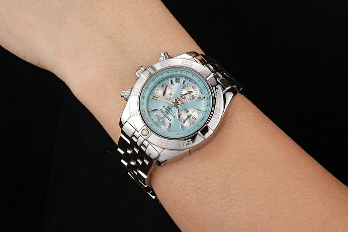 Breitling Chronomat Quartz Light Blue Dial Stainless Steel Case And Bracelet new122882