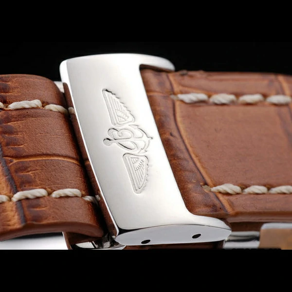 Breitling Chronomat Yellow Gold Highlight Brown Leather Strap Roman Number White Dial new58052