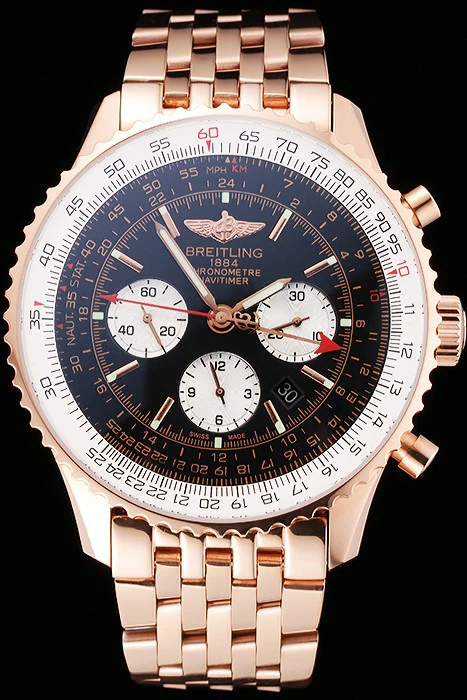 Breitling Navitimer Black Dial Rose Gold Case And Bracelet new122056