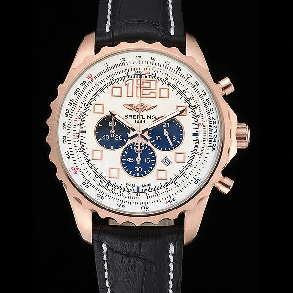 Breitling Navitimer Rosegold Bezek Leather Strap White Dial new58694