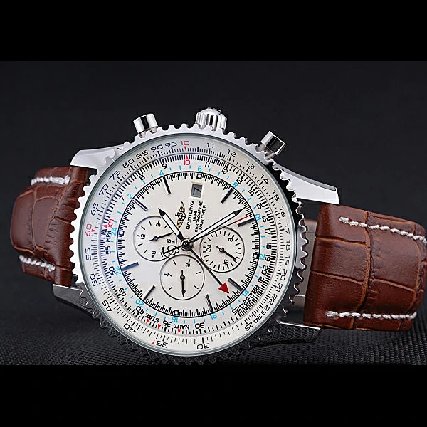 Breitling Navitimer World White Dial Brown Leather Bracelet new60403