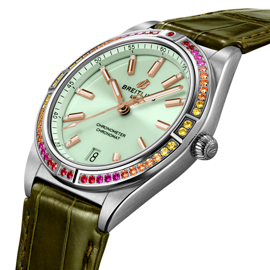 Breitling Replica Watch Chronomat Automatic 36 South Sea, Stainless Steel, Diamonds and Gem, A10380611L1P1