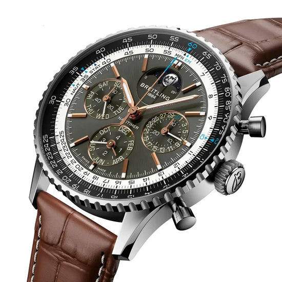 Breitling Replica Watch Navitimer B19 Chronograph 43 Perpetual Calendar, Stainless Steel and Platinum, 43mm, PB1921251B1P1