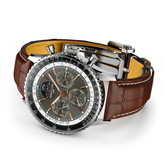 Breitling Replica Watch Navitimer B19 Chronograph 43 Perpetual Calendar, Stainless Steel and Platinum, 43mm, PB1921251B1P1