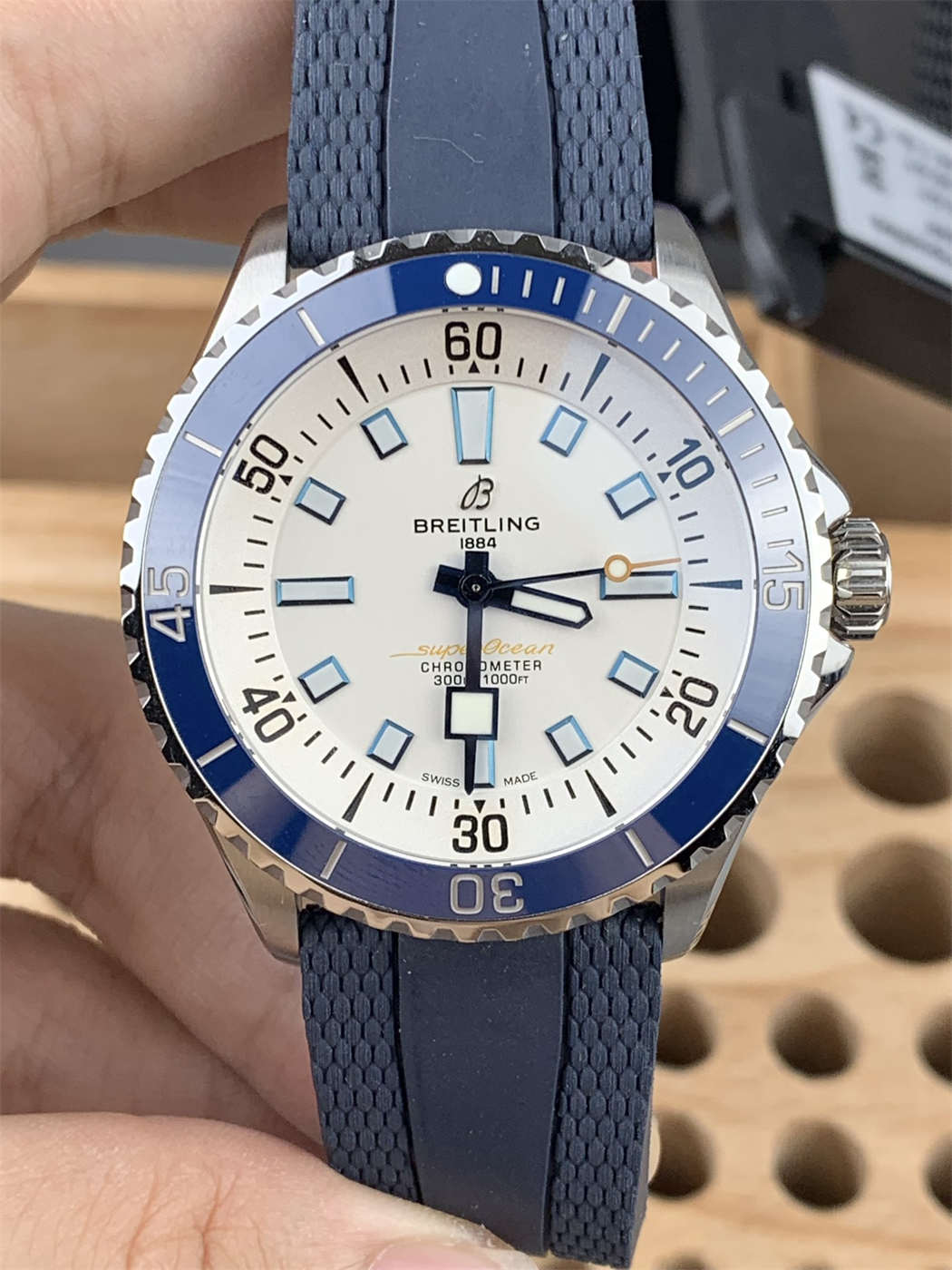 Breitling Superocean Blue Bezel Replica – White Dial | BLS Factory