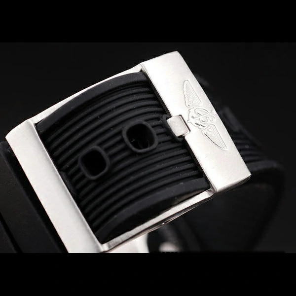 Breitling Transocean Black Dial Black Rubber Strap Polished Stainless Steel Bezel new58574