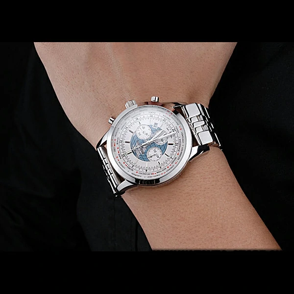 Breitling Transocean Chronograph Unitime White Dial Stainless Steel Case And Bracelet new60122