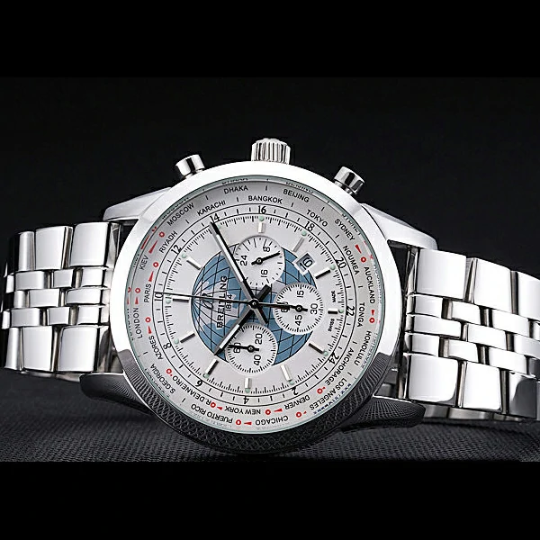 Breitling Transocean Chronograph Unitime White Dial Stainless Steel Case And Bracelet new60122