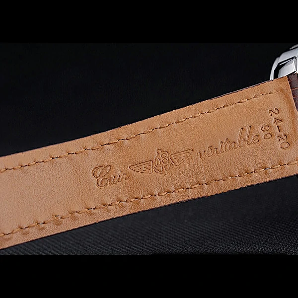 Breitling Transocean Chronograph White Dial Stainless Steel Case Brown Leather Bracelet new60139