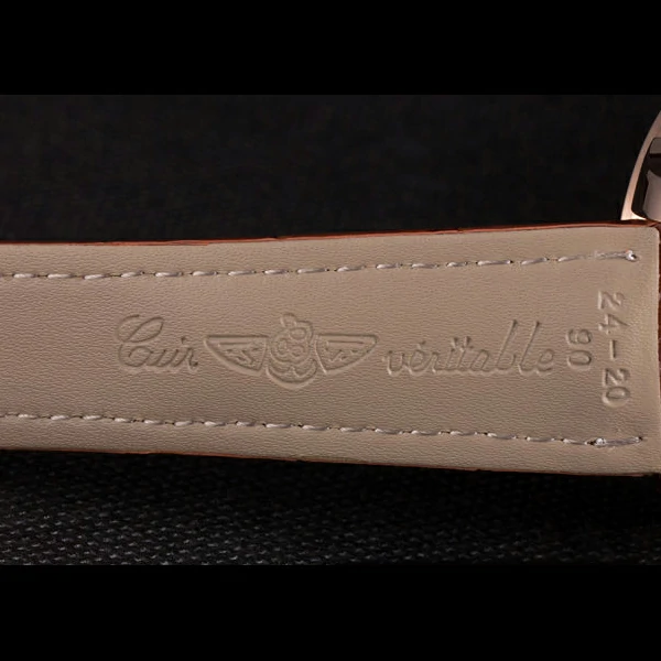 Breitling Transocean White Dial Brown Leather Strap Rose Gold Bezel new58566