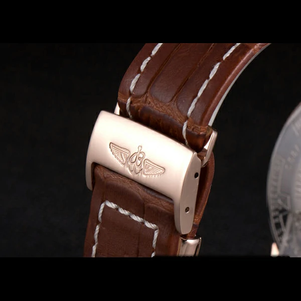 Breitling Transocean White Dial Brown Leather Strap Rose Gold Bezel new58566