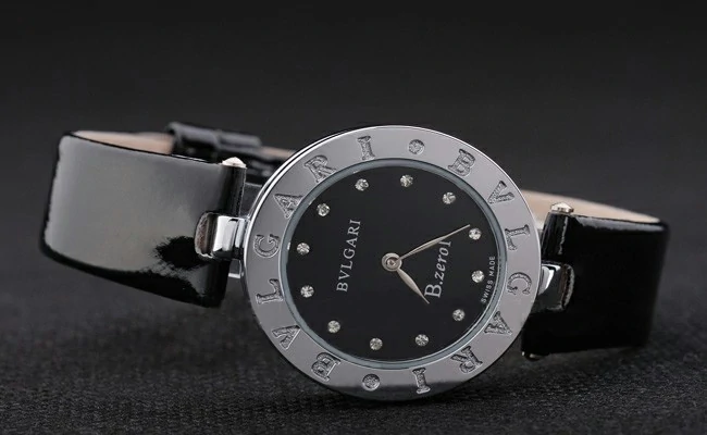 Bvlgari B.ZERO1 25mm Black Dial Stainless Steel Case Black Bezel Black Leather Bracelet new2741