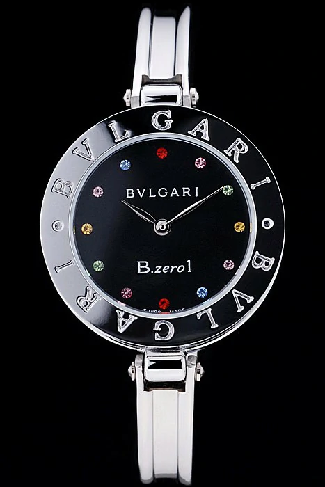 Bvlgari B.ZERO1 30mm Black Dial With Jewels Steel Case Black Bezel Steel Bracelet new73112